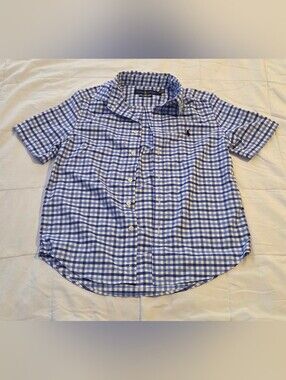Polo Blue KID's SZ M 10-12 Short-Sleeve Button-Up Shirt - Classic Casual